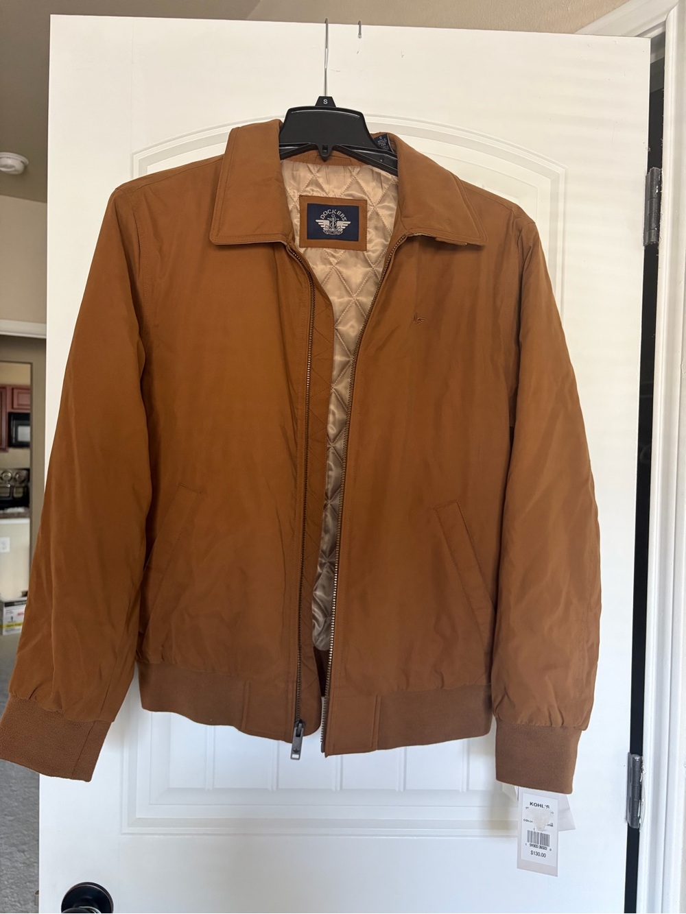 Dockers Men's Tan Quilted-Lined Bomber Jacket